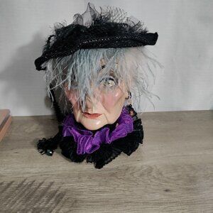 Katherine's Collection Wayne Kleski‎ Witch Head Halloween Container Decor Bag